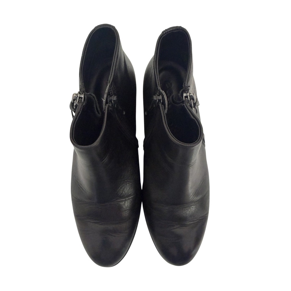ECCO Shape 35 Black Leather Block Heel Ankle Boots Textured Size 38 US 7-7.5